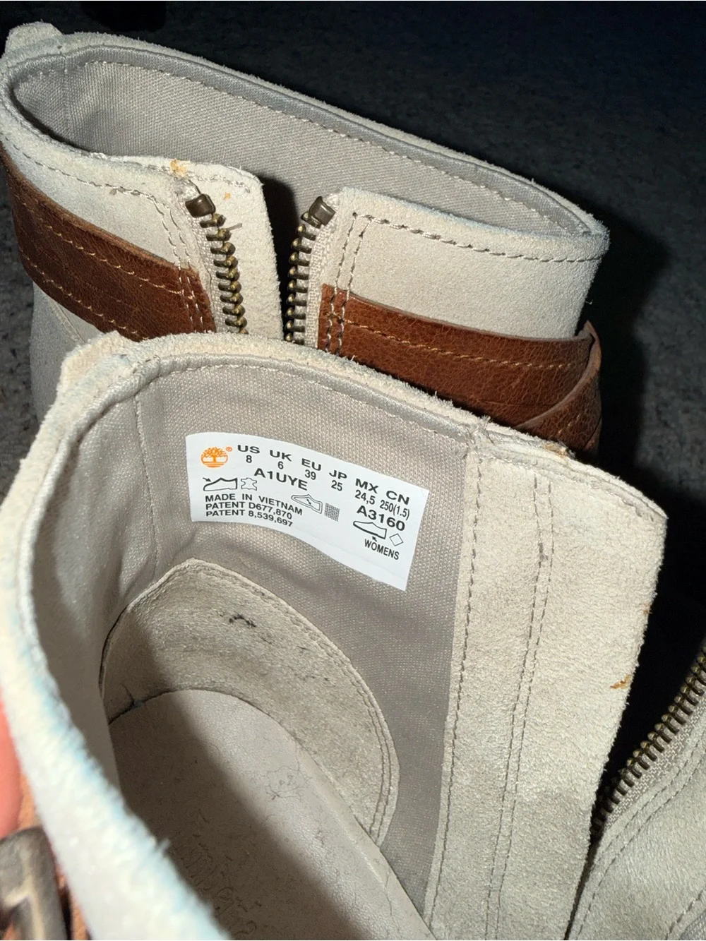 Women's Timberland Suede Ankle Boots with Brown Strap Detail